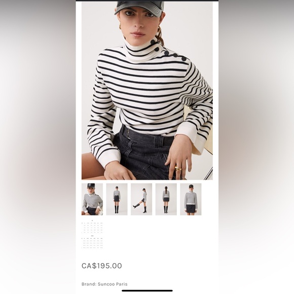 Suncoo Paris like new 🔥
Classic high-neck sweater in ecru and black stripes - Picture 2 of 15